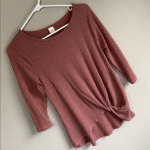 Mauve Waffle Knit Top